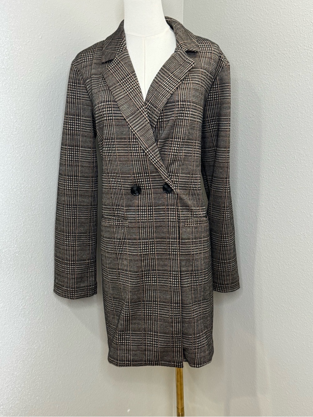 Sanctuary Oversized Plaid Longline Blazer Jacket Small
